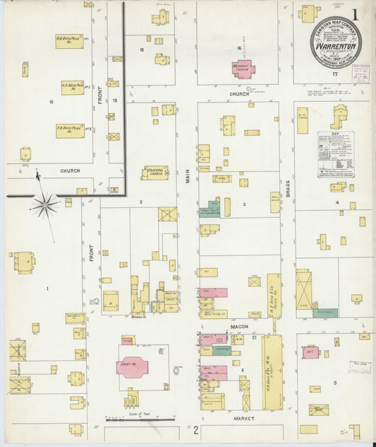Sanborn Fire Insurance Map from Warrenton, Warren County, North Carolina. (1907) – Historic Sanborn Fire Insurance Map Print