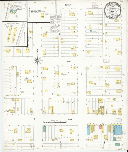Sanborn Fire Insurance Map from Liberty, Montgomery County, Kansas (1905), Sheet #0001 - Historic Sanborn Fire Insurance Map Print, vintage old map wall art, antique decor, genealogy gift, Kansas Kansas map
