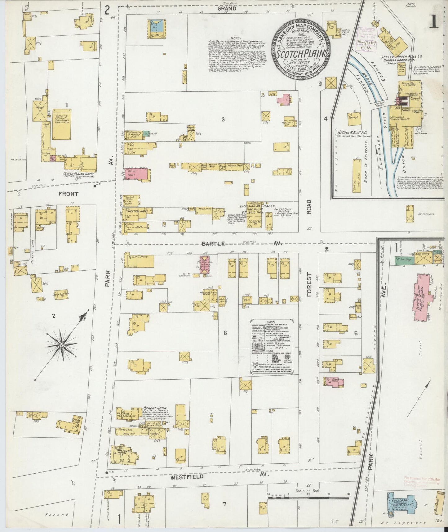 Sanborn Fire Insurance Map from Scotch Plains, Union County, New Jersey. (1904) – Historic Sanborn Fire Insurance Map Print