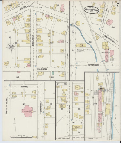 Sanborn Fire Insurance Map from Martins Ferry, Belmont County, Ohio (1890), Sheet #0007 - Historic Sanborn Fire Insurance Map Print, vintage old map wall art, antique decor, genealogy gift, Ohio Ohio map