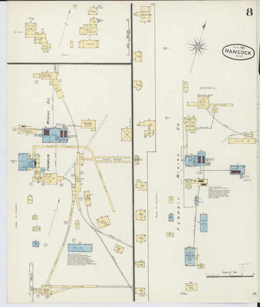 Sanborn Fire Insurance Map from Houghton, Houghton County, Michigan (1888), Sheet #0008 - Historic Sanborn Fire Insurance Map Print, vintage old map wall art, antique decor, genealogy gift, Michigan Michigan map