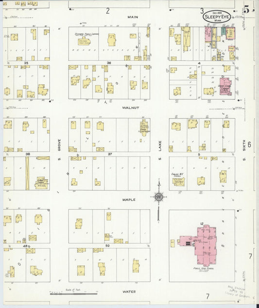 Sanborn Fire Insurance Map from Sleepy Eye, Brown County, Minnesota (1909), Sheet #0005 - Historic Sanborn Fire Insurance Map Print, vintage old map wall art, antique decor, genealogy gift, Minnesota Minnesota map