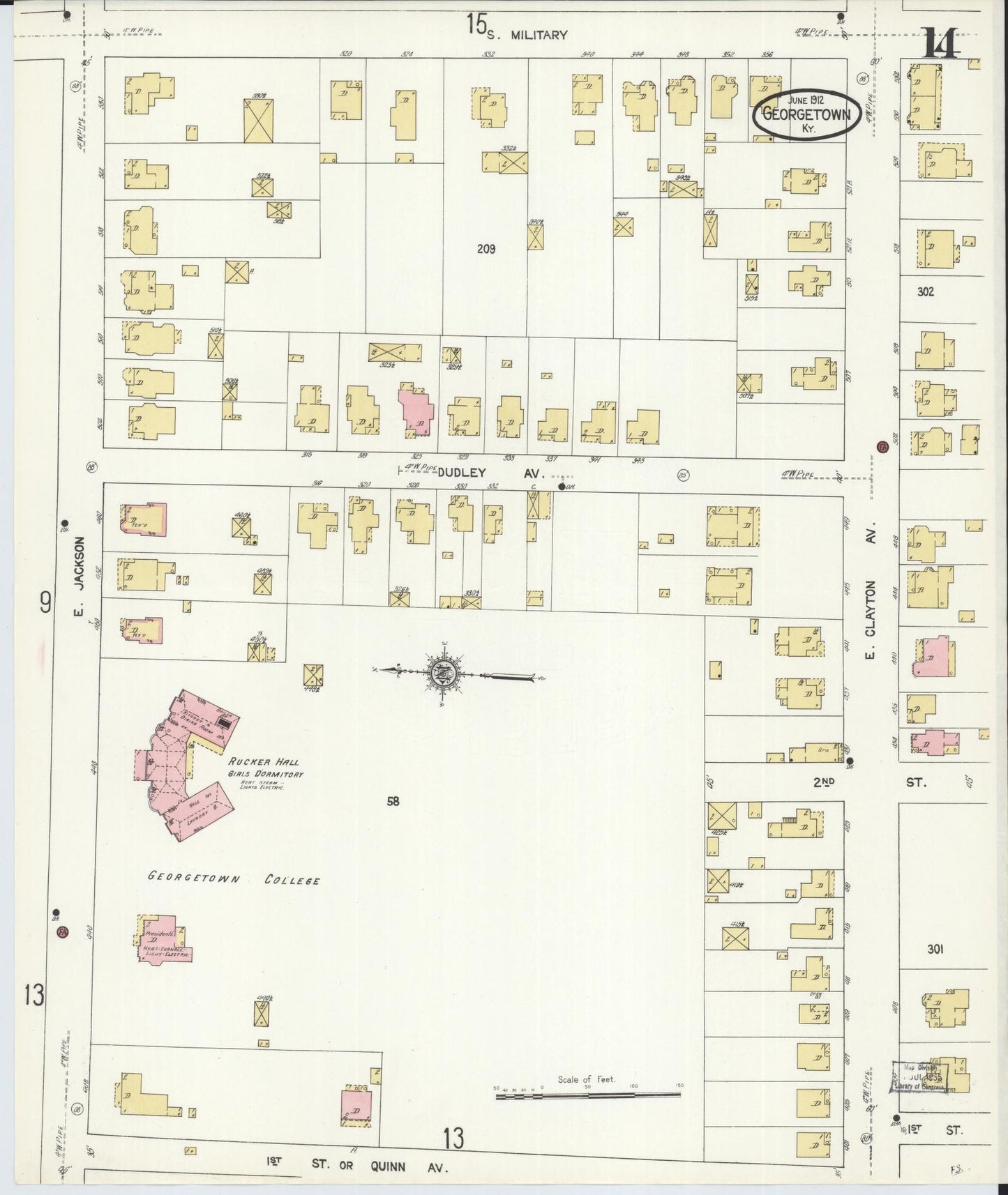 Sanborn Fire Insurance Map from Georgetown, Scott County, Kentucky (1912), Sheet #0014 - Complete Map Set gallery image, historic Sanborn map, vintage wall art, Kentucky Kentucky