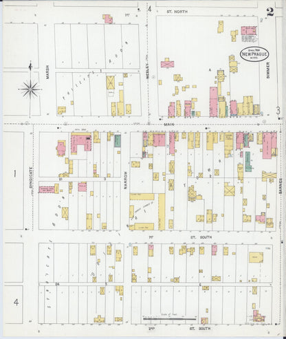 Sanborn Fire Insurance Map from New Prague, Scott And Le Sueur, Minnesota (1904), Sheet #0002 - Complete Map Set gallery image, historic Sanborn map, vintage wall art, Minnesota Minnesota