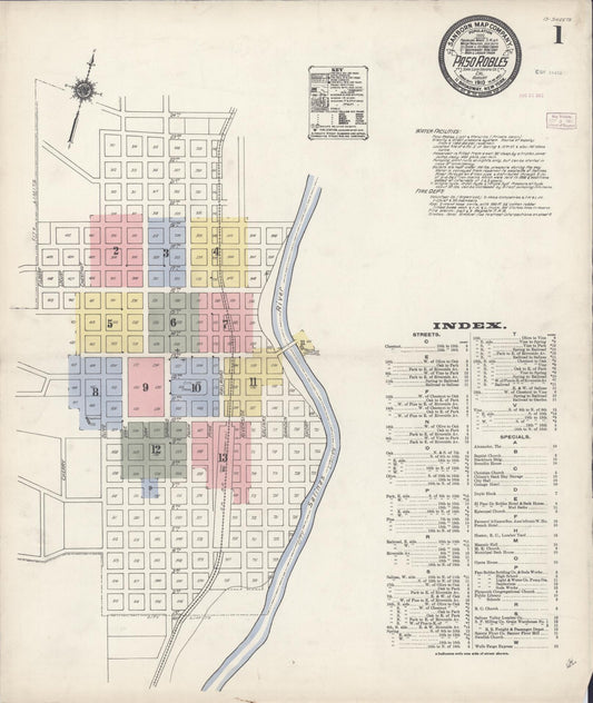 Sanborn Fire Insurance Map from Paso Robles, San Luis Obispo County, California. (1910) – Historic Sanborn Fire Insurance Map Print