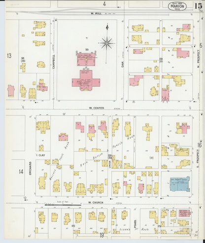 Sanborn Fire Insurance Map from Marion, Marion County, Ohio (1900), Sheet #0015 - Complete Map Set gallery image, historic Sanborn map, vintage wall art, Ohio Ohio