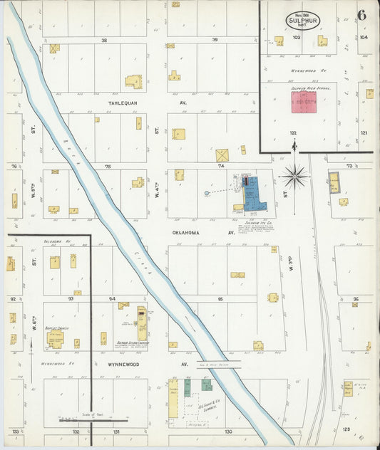 Sanborn Fire Insurance Map from Sulphur, Murray County, Oklahoma (1906), Sheet #0006 - Historic Sanborn Fire Insurance Map Print, vintage old map wall art, antique decor, genealogy gift, Oklahoma Oklahoma map