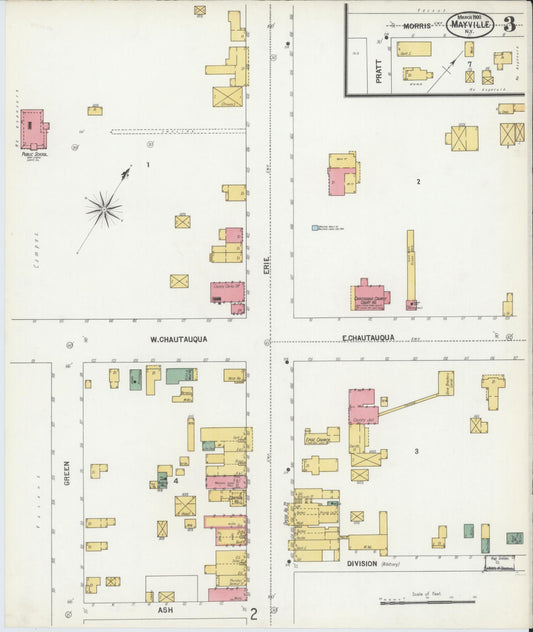 Sanborn Fire Insurance Map from Mayville, Chautauqua County, New York (1900), Sheet #0003 - Historic Sanborn Fire Insurance Map Print, vintage old map wall art, antique decor, genealogy gift, New York New York map
