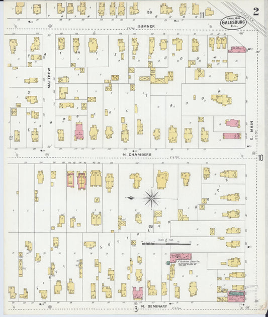 Sanborn Fire Insurance Map from Galesburg, Knox County, Illinois (1906), Sheet #0002 - Historic Sanborn Fire Insurance Map Print, vintage old map wall art, antique decor, genealogy gift, Illinois Illinois map