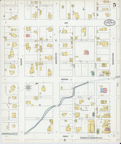 Sanborn Fire Insurance Map from Virginia, Cass County, Illinois (1900), Sheet #0005 - Complete Map Set gallery image, historic Sanborn map, vintage wall art, Illinois Illinois