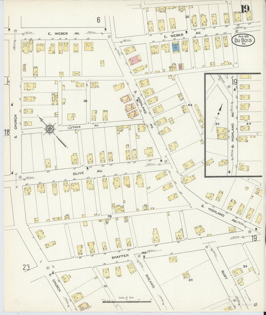 Sanborn Fire Insurance Map from Du Bois, Clearfield County, Pennsylvania (1913), Sheet #0019 - Historic Sanborn Fire Insurance Map Print, vintage old map wall art, antique decor, genealogy gift, Pennsylvania Pennsylvania map
