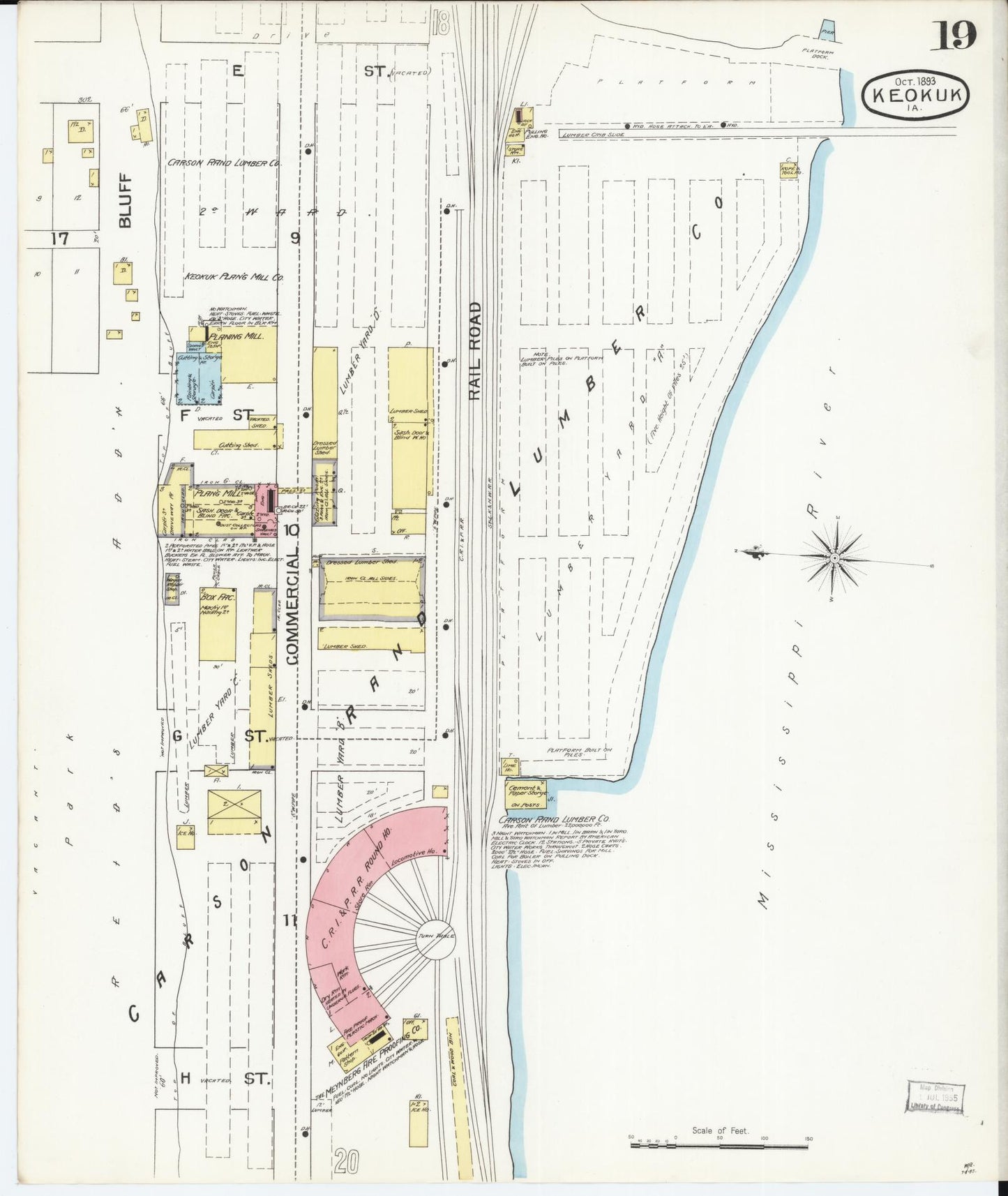 Sanborn Fire Insurance Map from Keokuk, Lee County, Iowa (1893), Sheet #0019 - Historic Sanborn Fire Insurance Map Print, vintage old map wall art
