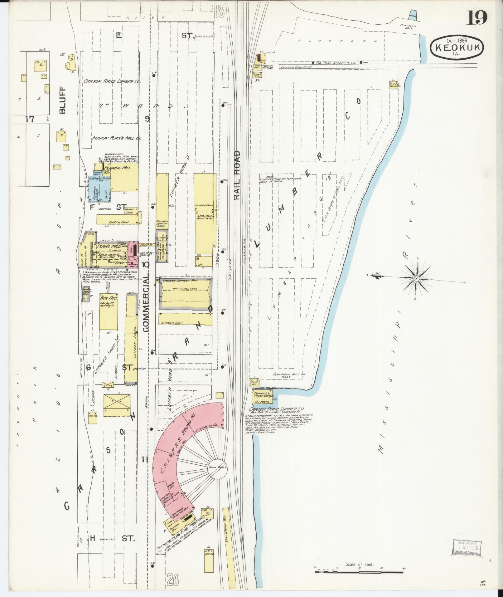 Sanborn Fire Insurance Map from Keokuk, Lee County, Iowa (1893), Sheet #0019 - Historic Sanborn Fire Insurance Map Print, vintage old map wall art