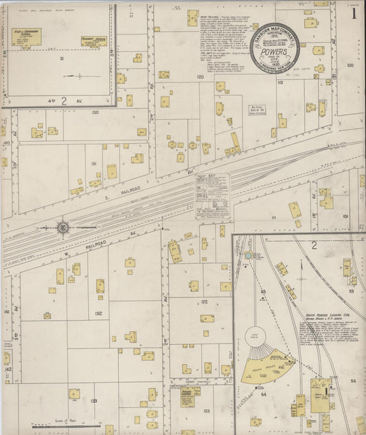 Sanborn Fire Insurance Map from Powers, Coos County, Oregon (1920), Sheet #0001 - Complete Map Set gallery image, historic Sanborn map, vintage wall art, Oregon Oregon