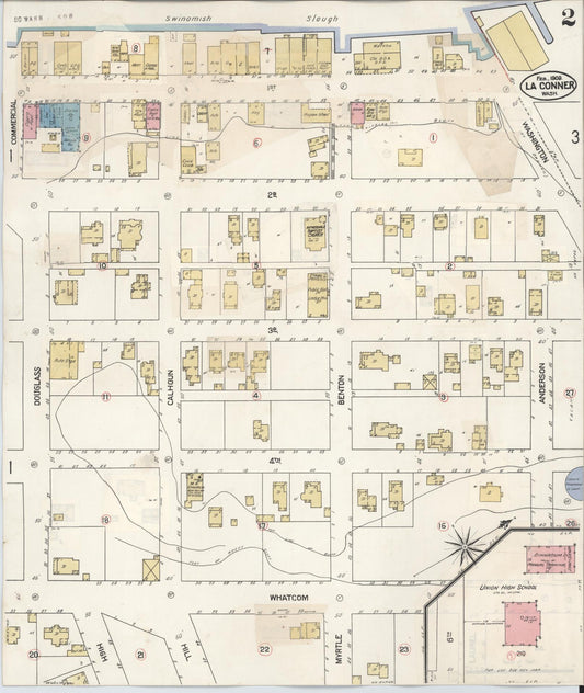 Sanborn Fire Insurance Map from La Conner, Skagit County, Washington (1929), Sheet #0002 - Historic Sanborn Fire Insurance Map Print, vintage old map wall art, antique decor, genealogy gift, Washington Washington map