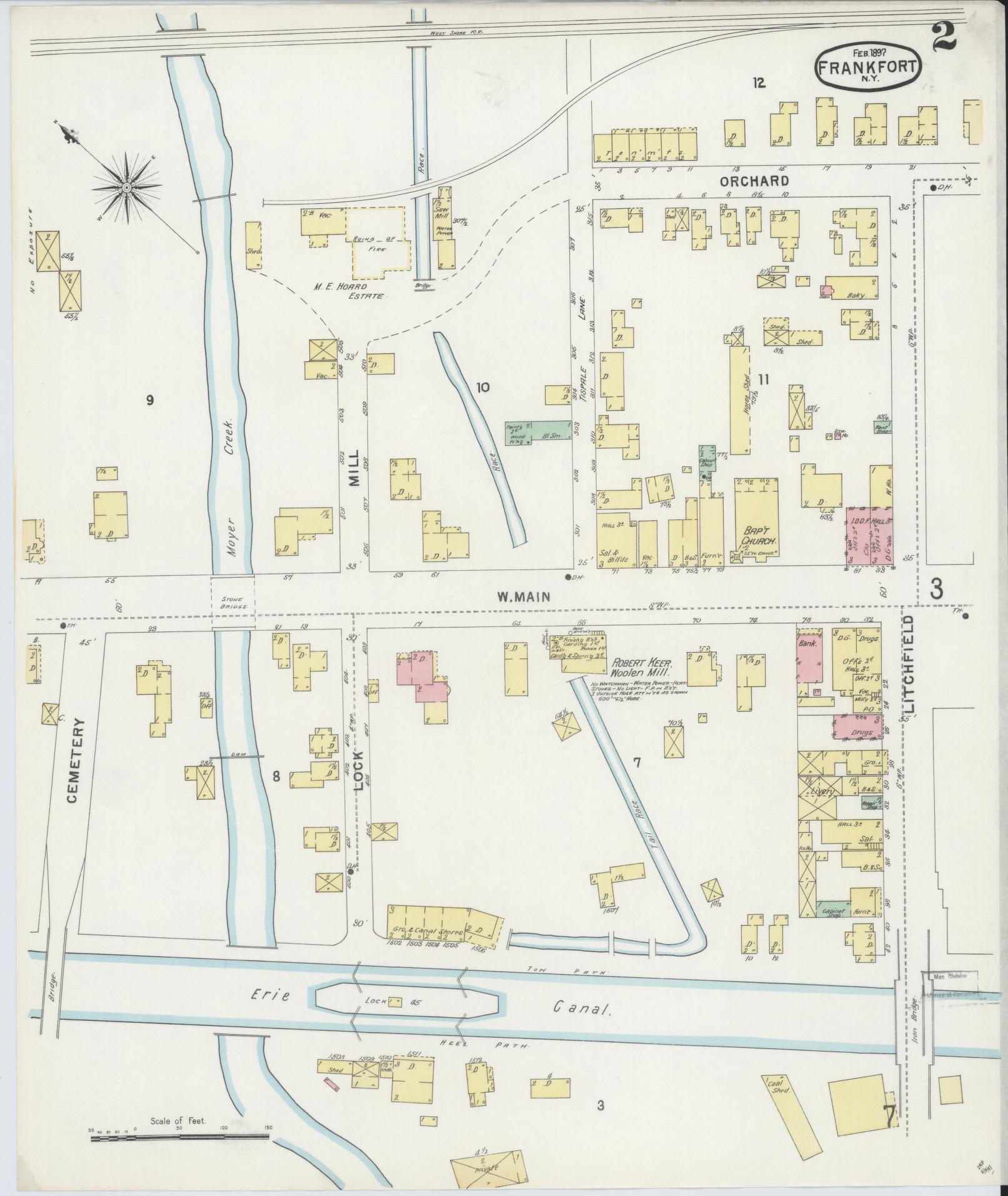 Sanborn Fire Insurance Map from Frankfort, Herkimer County, New York (1897), Sheet #0002 - Historic Sanborn Fire Insurance Map Print, vintage old map wall art, antique decor, genealogy gift, New York New York map