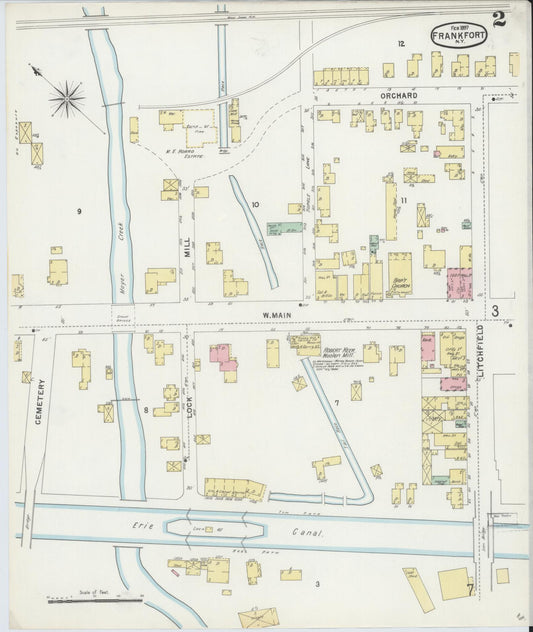 Sanborn Fire Insurance Map from Frankfort, Herkimer County, New York (1897), Sheet #0002 - Historic Sanborn Fire Insurance Map Print, vintage old map wall art, antique decor, genealogy gift, New York New York map