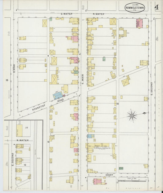Sanborn Fire Insurance Map from Hummelstown, Dauphin County, Pennsylvania (1895), Sheet #0004 - Historic Sanborn Fire Insurance Map Print, vintage old map wall art, antique decor, genealogy gift, Pennsylvania Pennsylvania map