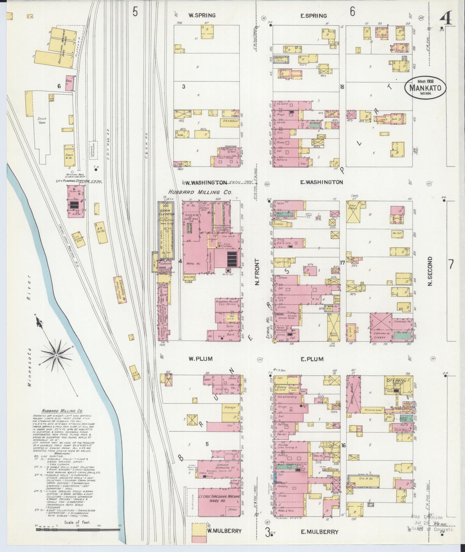 Sanborn Fire Insurance Map from Mankato, Blue Earth County, Minnesota (1908), Sheet #0004 - Complete Map Set gallery image, historic Sanborn map, vintage wall art, Minnesota Minnesota