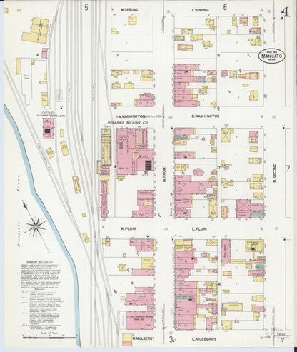 Sanborn Fire Insurance Map from Mankato, Blue Earth County, Minnesota (1908), Sheet #0004 - Complete Map Set gallery image, historic Sanborn map, vintage wall art, Minnesota Minnesota