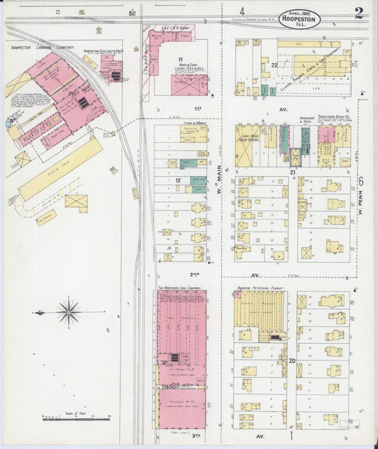 Sanborn Fire Insurance Map from Hoopeston, Vermilion County, Illinois (1906), Sheet #0002 - Historic Sanborn Fire Insurance Map Print, vintage old map wall art, antique decor, genealogy gift, Illinois Illinois map