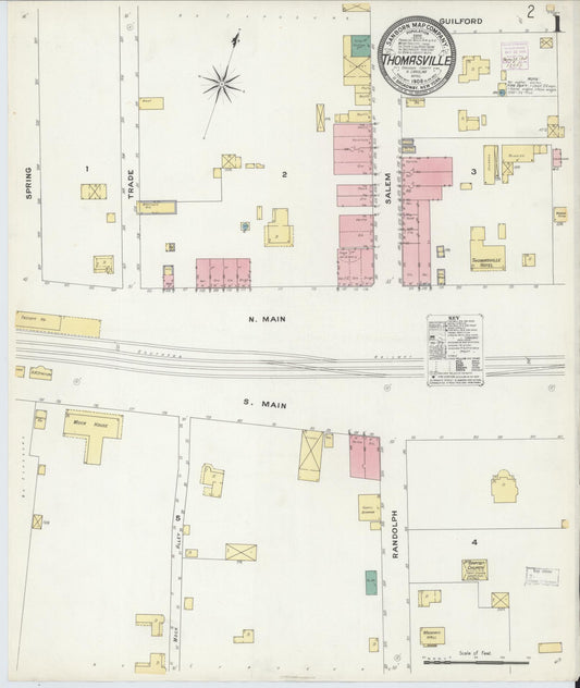 Sanborn Fire Insurance Map from Thomasville, Davidson County, North Carolina. (1908) – Historic Sanborn Fire Insurance Map Print