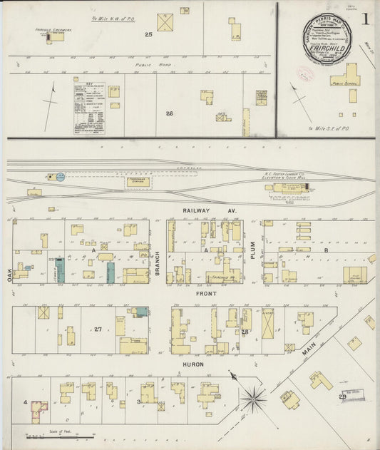 Sanborn Fire Insurance Map from Fairchild, Eau Claire County, Wisconsin (1894), Sheet #0001 - Historic Sanborn Fire Insurance Map Print, vintage old map wall art, antique decor, genealogy gift, Wisconsin Wisconsin map