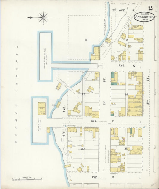 Sanborn Fire Insurance Map from Anacortes, Skagit County, Washington (1892), Sheet #0002 - Historic Sanborn Fire Insurance Map Print, vintage old map wall art, antique decor, genealogy gift, Washington Washington map