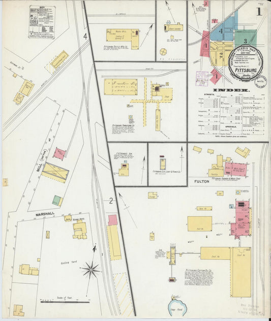 Sanborn Fire Insurance Map from Pittsburg, Camp County, Texas (1901), Sheet #0001 - Complete Map Set gallery image, historic Sanborn map, vintage wall art, Texas Texas