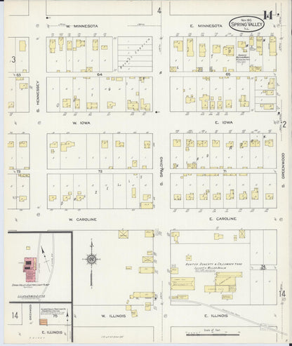 Sanborn Fire Insurance Map from Spring Valley, Bureau County, Illinois (1913), Sheet #0014 - Complete Map Set gallery image, historic Sanborn map, vintage wall art, Illinois Illinois