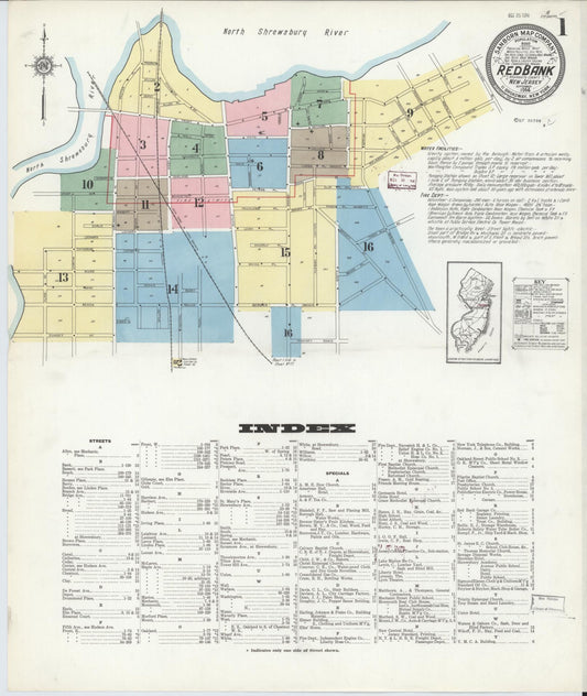 Sanborn Fire Insurance Map from Red Bank, Monmouth County, New Jersey. (1914) – Historic Sanborn Fire Insurance Map Print