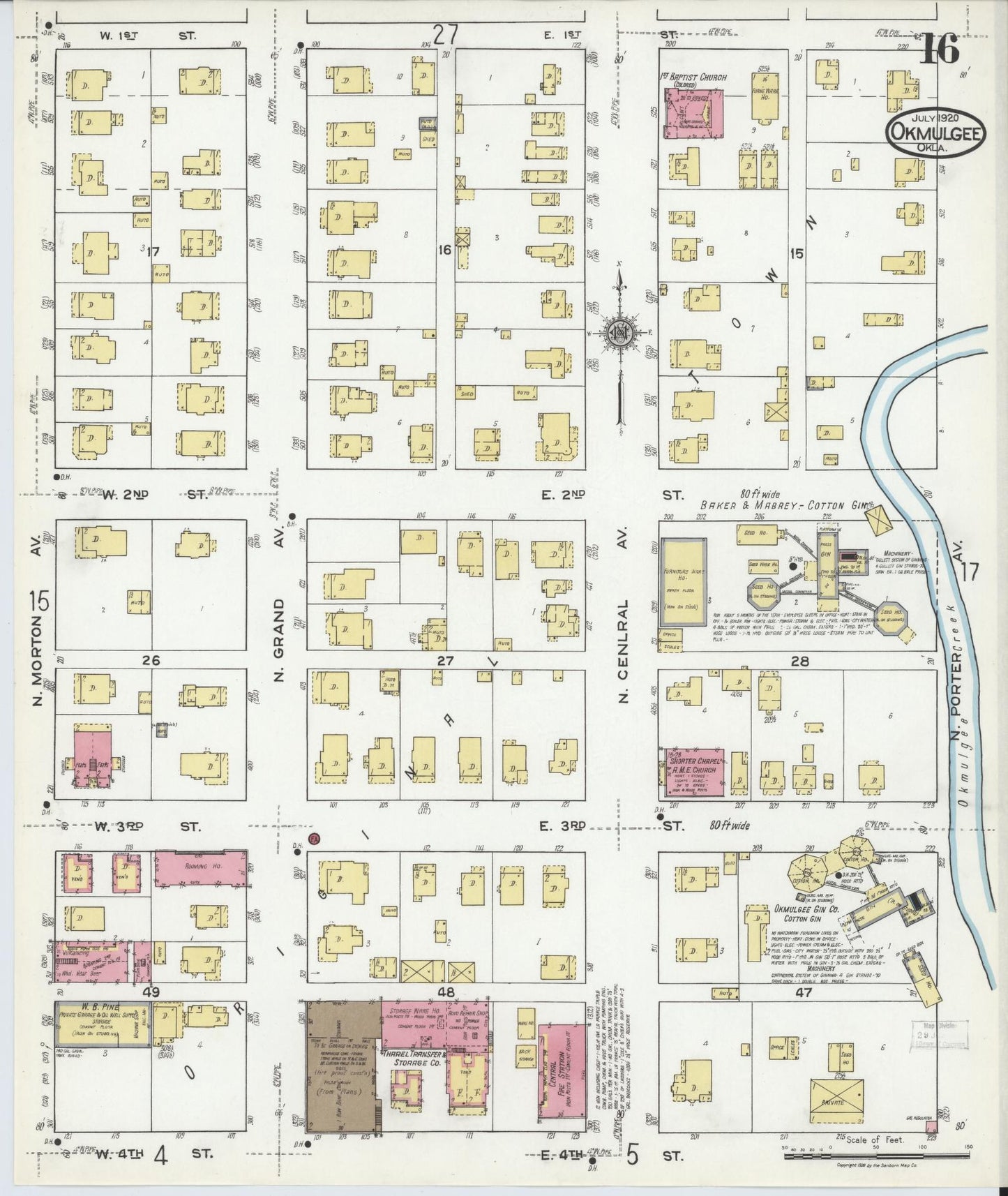 Sanborn Fire Insurance Map from Okmulgee, Okmulgee County, Oklahoma (1920), Sheet #0016 - Complete Map Set gallery image, historic Sanborn map, vintage wall art, Oklahoma Oklahoma