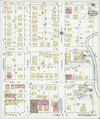 Sanborn Fire Insurance Map from Okmulgee, Okmulgee County, Oklahoma (1920), Sheet #0016 - Complete Map Set gallery image, historic Sanborn map, vintage wall art, Oklahoma Oklahoma