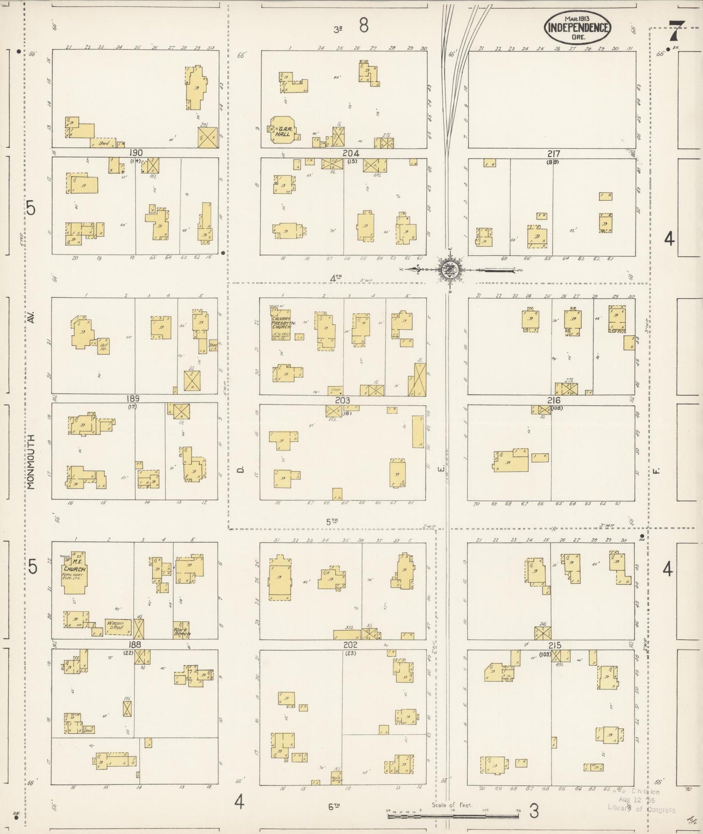 Sanborn Fire Insurance Map from Independence, Polk County, Oregon (1913), Sheet #0007 - Complete Map Set gallery image, historic Sanborn map, vintage wall art, Oregon Oregon