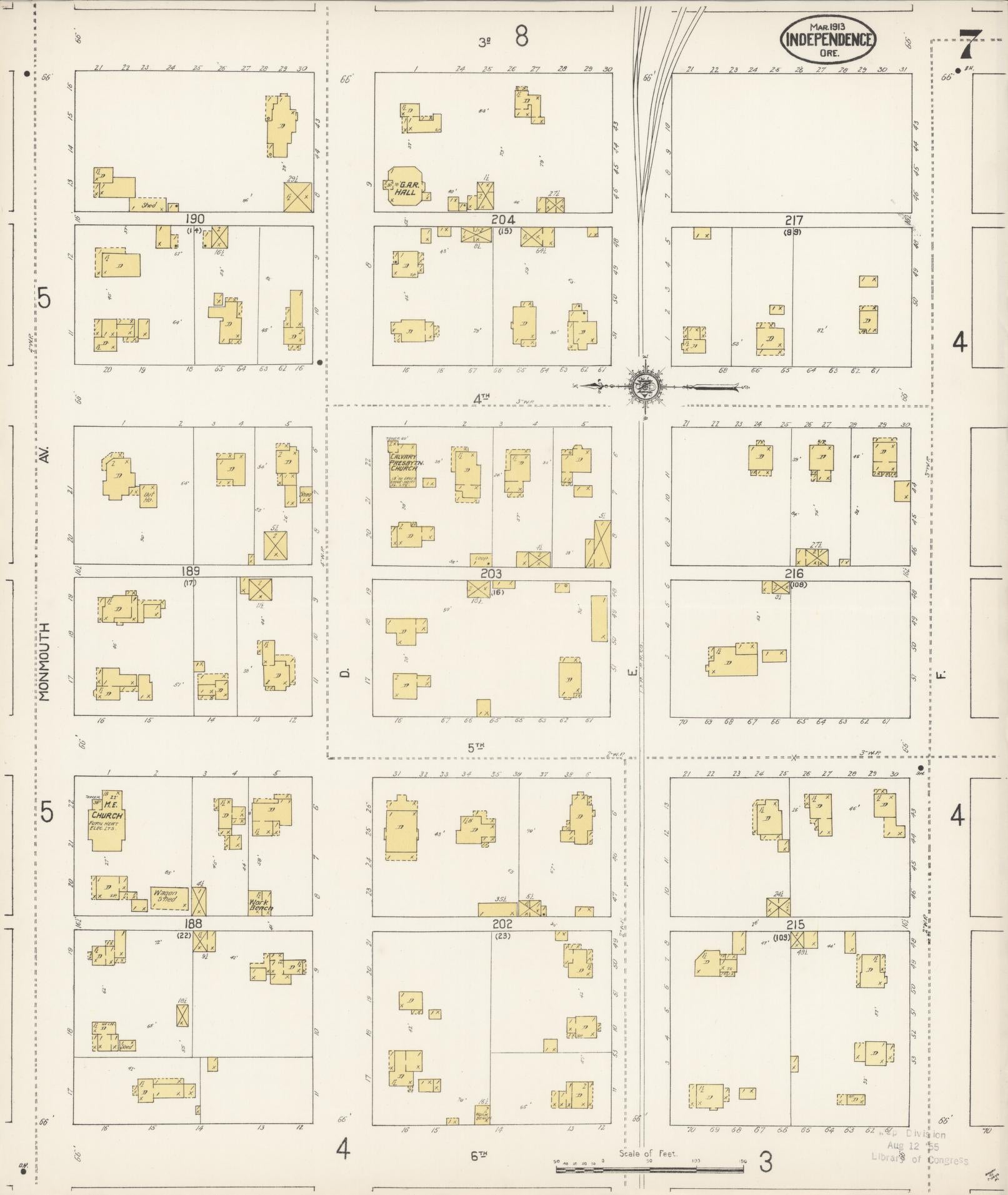 Sanborn Fire Insurance Map from Independence, Polk County, Oregon (1913), Sheet #0007 - Complete Map Set gallery image, historic Sanborn map, vintage wall art, Oregon Oregon