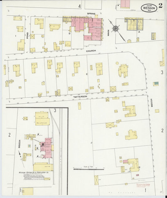 Sanborn Fire Insurance Map from Wesson, Copiah County, Mississippi (1910), Sheet #0002 - Historic Sanborn Fire Insurance Map Print, vintage old map wall art, antique decor, genealogy gift, Mississippi Mississippi map