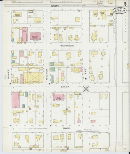 Sanborn Fire Insurance Map from Clinton, De Witt County, Illinois (1892), Sheet #0003 - Complete Map Set gallery image, historic Sanborn map, vintage wall art, Illinois Illinois
