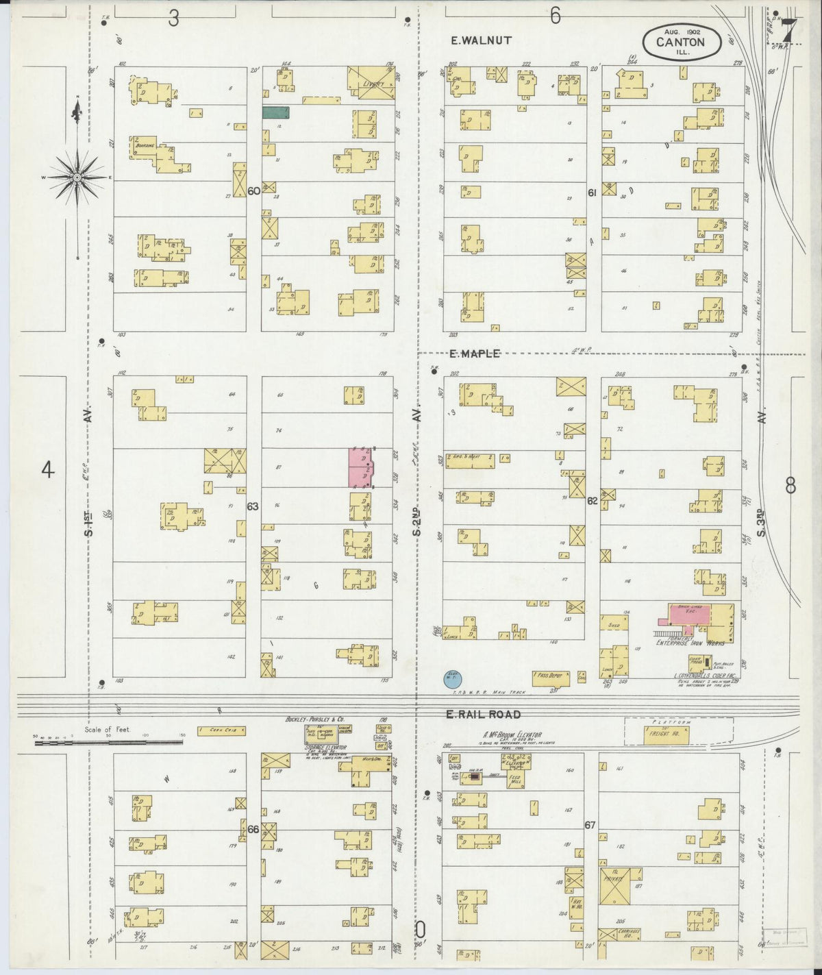 Sanborn Fire Insurance Map from Canton, Fulton County, Illinois (1902), Sheet #0007 - Historic Sanborn Fire Insurance Map Print, vintage old map wall art, antique decor, genealogy gift, Illinois Illinois map