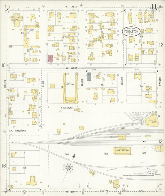 Sanborn Fire Insurance Map from Pendleton, Umatilla County, Oregon (1903), Sheet #0011 - Historic Sanborn Fire Insurance Map Print, vintage old map wall art, antique decor, genealogy gift, Oregon Oregon map