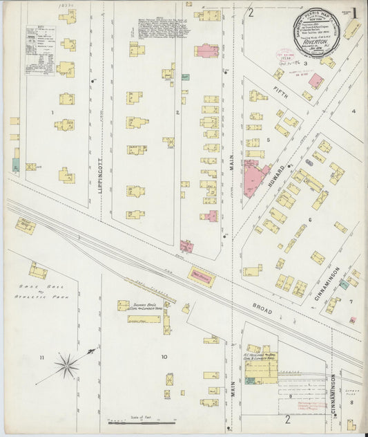 Sanborn Fire Insurance Map from Riverton, Burlington County, New Jersey. (1896) – Historic Sanborn Fire Insurance Map Print