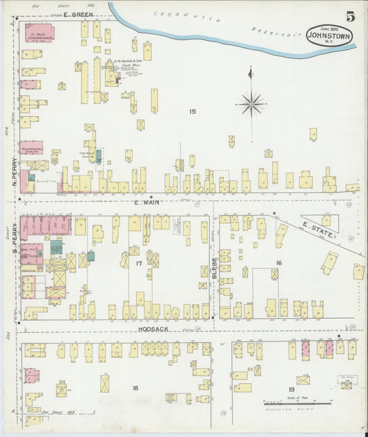 Sanborn Fire Insurance Map from Johnstown, Fulton County, New York (1892), Sheet #0005 - Historic Sanborn Fire Insurance Map Print, vintage old map wall art, antique decor, genealogy gift, New York New York map