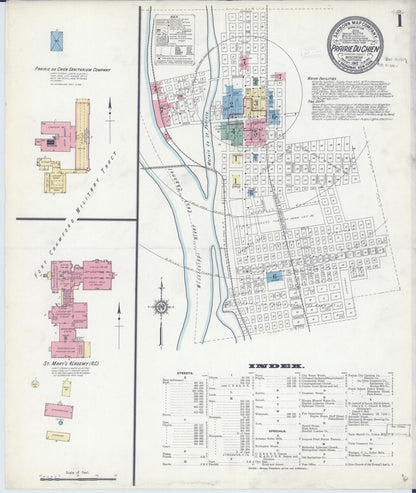 Sanborn Fire Insurance Map from Prairie du Chien, Crawford County, Wisconsin (1912), Sheet #0001 - Complete Map Set gallery image, historic Sanborn map, vintage wall art, Wisconsin Wisconsin