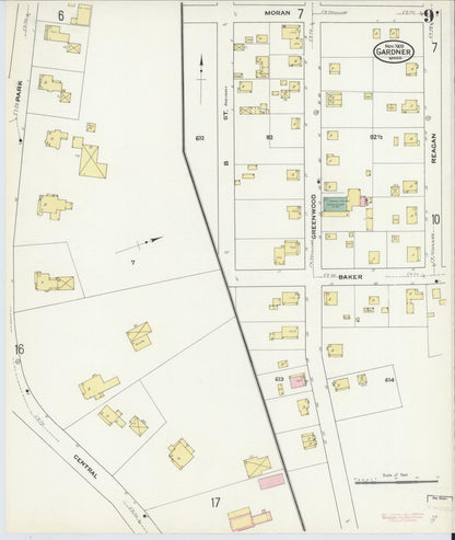 Sanborn Fire Insurance Map from Gardner, Worcester County, Massachusetts (1909), Sheet #0009 - Historic Sanborn Fire Insurance Map Print, vintage old map wall art, antique decor, genealogy gift, Massachusetts Massachusetts map