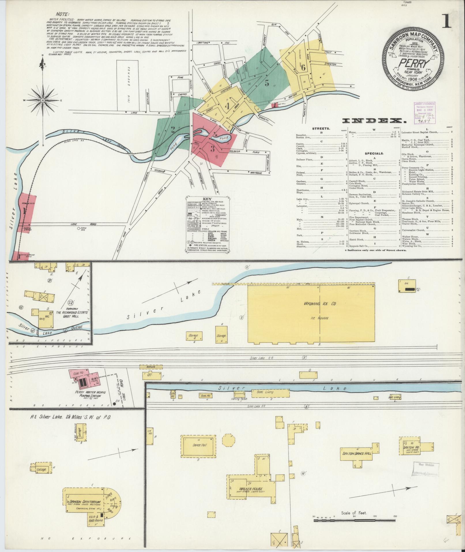 Sanborn Fire Insurance Map from Perry, Wyoming County, New York (1906), Sheet #0001 - Complete Map Set gallery image, historic Sanborn map, vintage wall art, Perry Wyoming