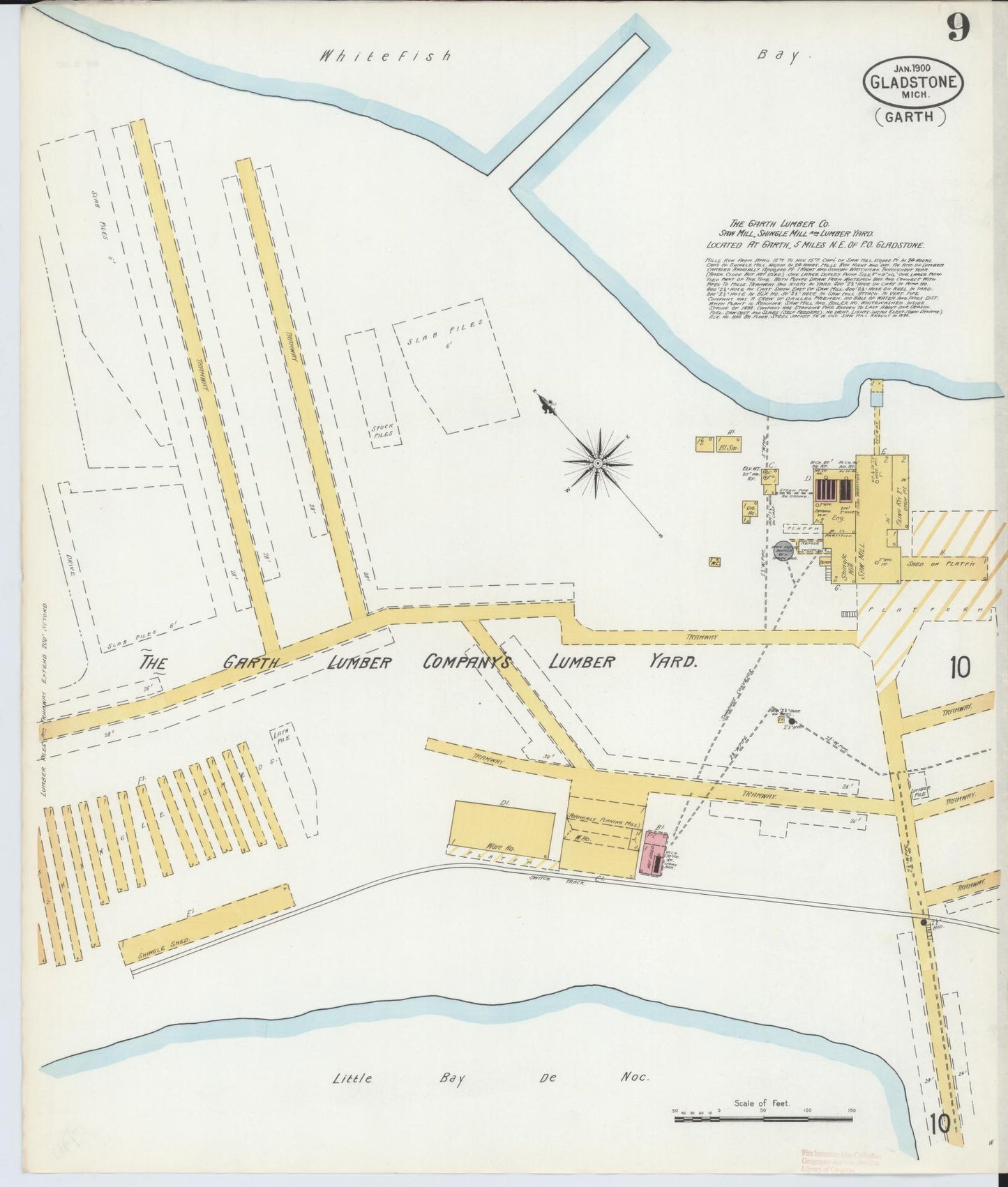 Sanborn Fire Insurance Map from Gladstone, Delta County, Michigan (1900), Sheet #0009 - Complete Map Set gallery image, historic Sanborn map, vintage wall art, Michigan Michigan