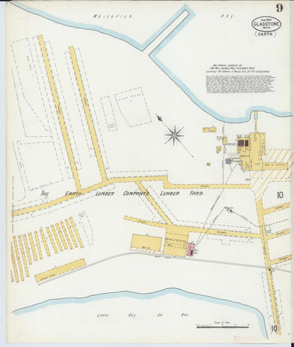 Sanborn Fire Insurance Map from Gladstone, Delta County, Michigan (1900), Sheet #0009 - Complete Map Set gallery image, historic Sanborn map, vintage wall art, Michigan Michigan