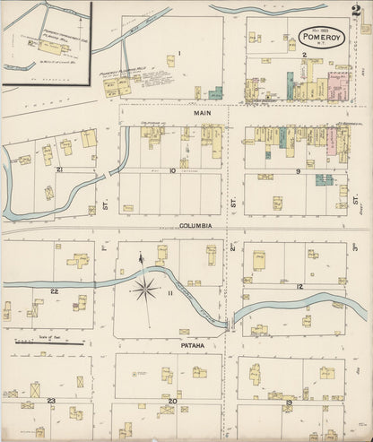 Sanborn Fire Insurance Map from Pomeroy, Garfield County, Washington (1889), Sheet #0002 - Complete Map Set gallery image, historic Sanborn map, vintage wall art, Washington Washington