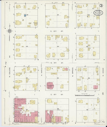Sanborn Fire Insurance Map from Aledo, Mercer County, Illinois (1913), Sheet #0003 - Complete Map Set gallery image, historic Sanborn map, vintage wall art, Illinois Illinois