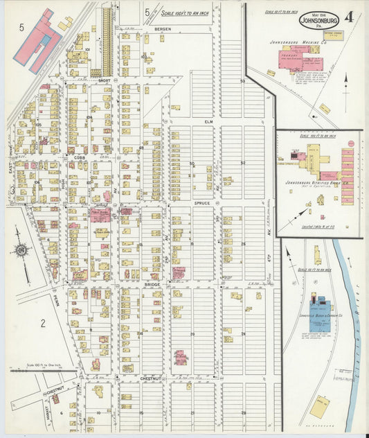 Sanborn Fire Insurance Map from Johnsonburg, Elk County, Pennsylvania (1916), Sheet #0004 - Historic Sanborn Fire Insurance Map Print, vintage old map wall art, antique decor, genealogy gift, Pennsylvania Pennsylvania map