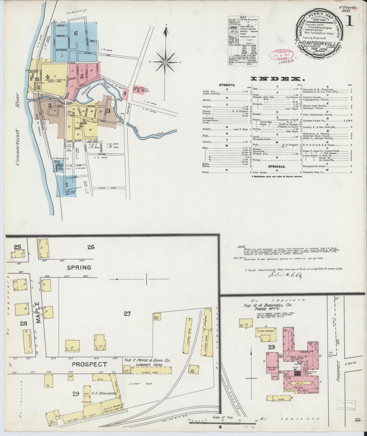 Sanborn Fire Insurance Map from Thompsonville, Hartford County, Connecticut (1892), Sheet #0001 - Complete Map Set gallery image, historic Sanborn map, vintage wall art, Connecticut Connecticut